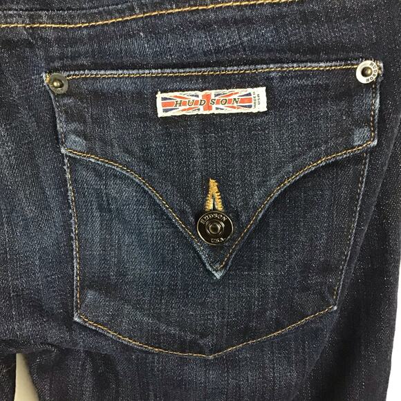 Hudson Jeans Mid Rise Collin Dark Wash LVC Slim Straight Flap Jeans sz 24 x 32 - Picture 9 of 10